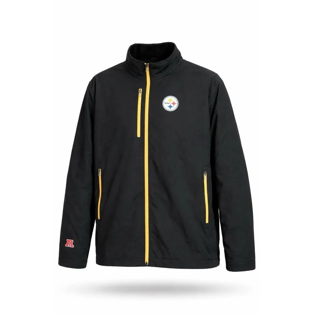 Pittsburgh Steelers Soft Shell Jacket Fleece Lined‎ Black Gold NFL M Size XXL